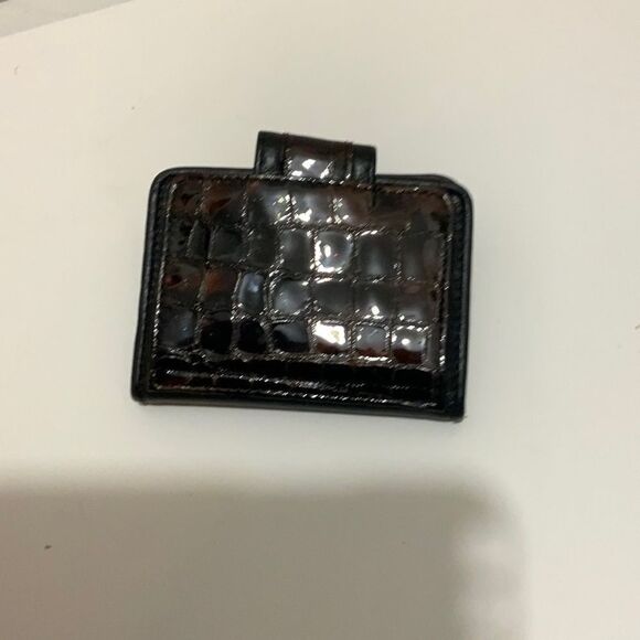 Brighton Black Pebbled Leather & Brown Croc Embossed Crossbody Wallet Organizer - Picture 12 of 14